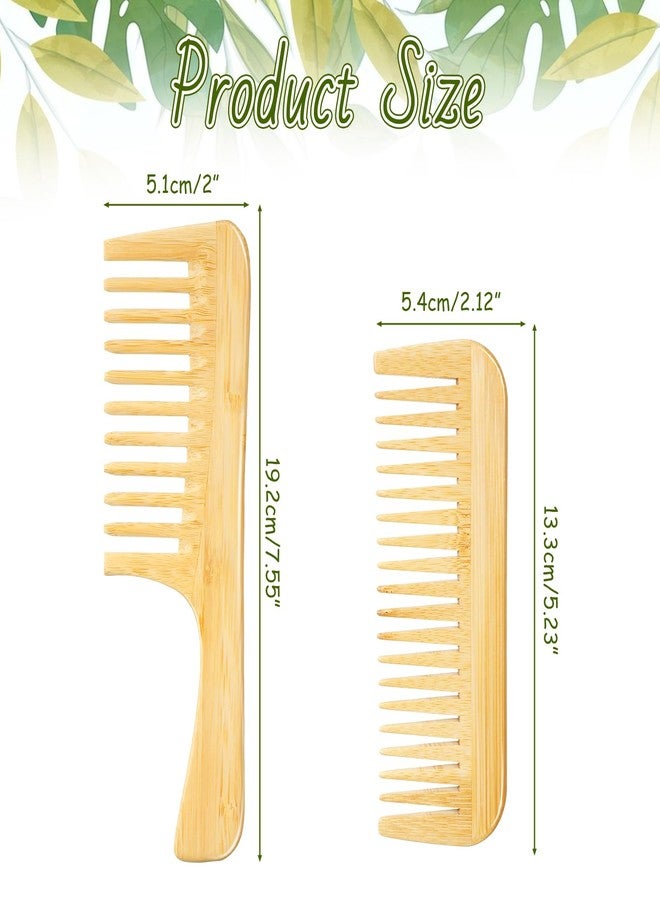 Hariendny 2Pcs Natural Handmade Bamboo Anti-Static Combs Set - Wide Tooth, Natural Wooden combs for Straight, Natural Curly Wavy, Beard, Travel-Friendly, Hand Polished - Image 2